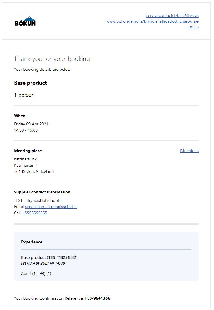 Booking confirmation